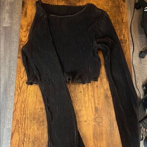 Black Crop Ribbed Blouse and long skirt 2- piece set! Enjoy! 💕✅💋 GingerPink-“@&$